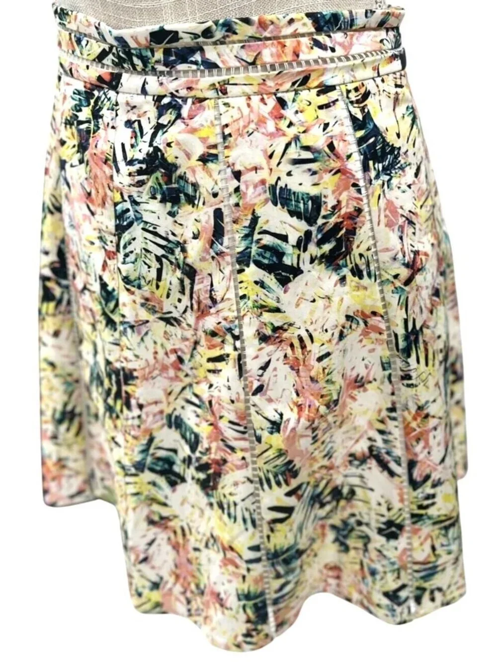 Parker Womens Multicolor Tropical Print Pleated Midi Skirt Size 10